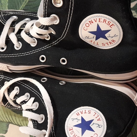 Converse All Star Chuck Taylor Black White High top size 7 women's men's 5 euc - Picture 5 of 11